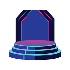 Modern Rectangle Neon Light Stage Vector Illustration