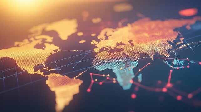Global Network Connectivity Map with Data Visualization Elements