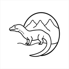 Rough Sketch Komodo with Nature Scene Vector Art