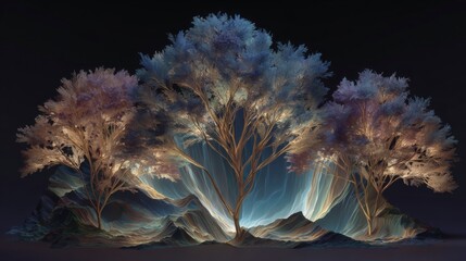 Artistic Trees  Seasonal Colors  Fantasy Landscape  Cinematic Lighting  High Resolution