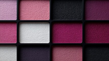 Fototapeta premium Pink Purple Eyeshadow Palette Closeup Makeup Flatlay Cosmetic Texture