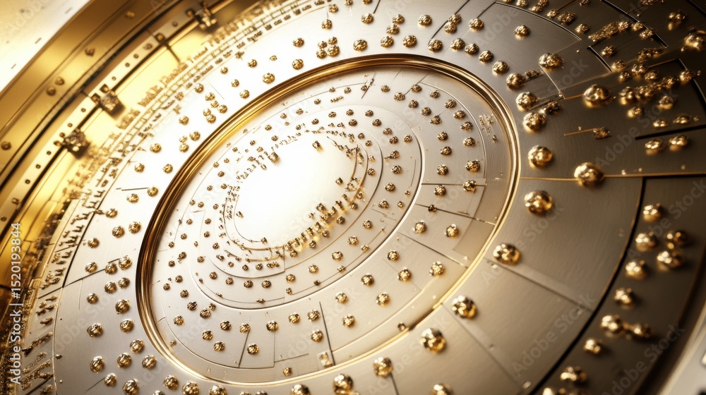 Poster golden spiral design with metallic details and intricate patterns