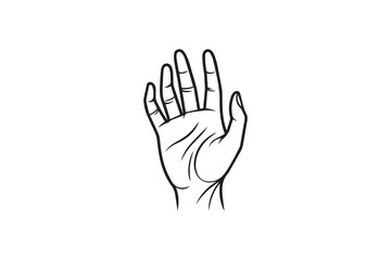 Fototapeta premium A hand outline silhouette with a simple, understated design set against a white background. 