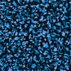 Seamless vector pattern with figures of many shades of blue similar to a suspension of petals on a dark background. For the design of your print designs in an abstract style