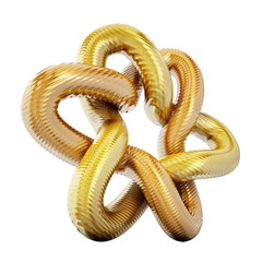 Golden star shaped ornament on transparent background. 3D illustration