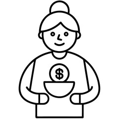 Person securing pension savings illustrated as a money icon representing financial planning and retirement investment for future security