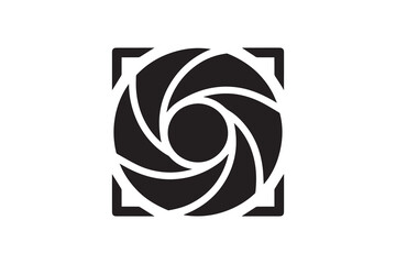 A Camera Shutter silhouette with a simple, understated design set against a white background