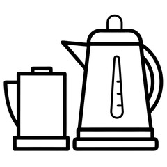 Electric Kettle Thin Line Icon a simple and modern design representing a kitchen appliance for boiling water suitable for various