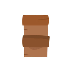 Stacked cartoon wooden planks, vertical rustic sign design, brown boards, isolated vector art