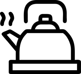 Tea kettle illustration on a gas stove isolated on a blue background created as a vector design suitable for various