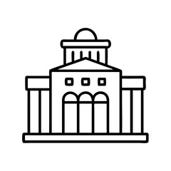 City Hall Building Minimal Outline Icon — Elegant Government and Public Administration Symbol

