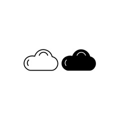 Obraz premium Minimal Cloud Icon Set – Outline and Solid Style Vector for Weather, Web, and Cloud Computing UI Design