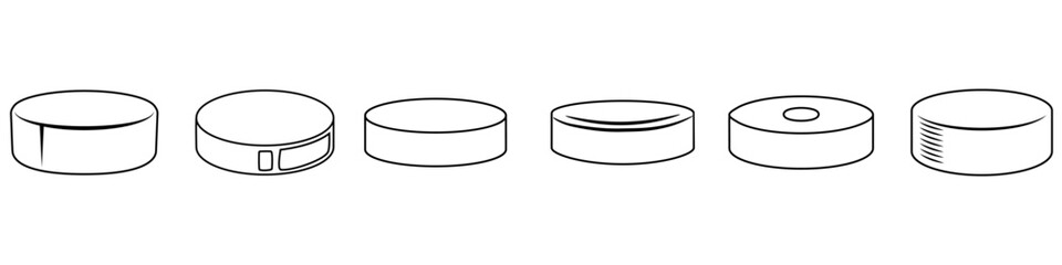 Hockey puck icon vector set. Hockey illustrator sign collection. Puck symbol or logo.