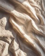 Wrinkled Cotton Sheet with Sunlight and Wave Shadows &ndash; Top View
