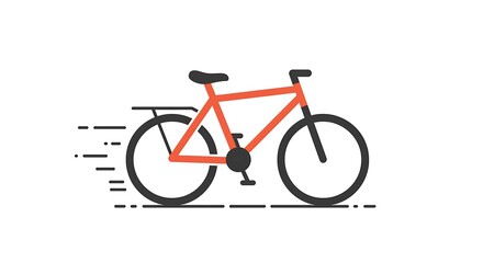 Fototapeta premium Fast Bicycle Icon: Minimalist Orange Bike in Motion