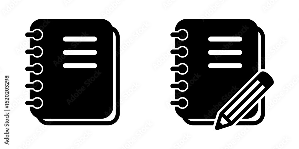 Poster notebook with pencil icon. notepad with pencil icon. notepad icon.