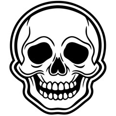 Grunge Skull Sticker Set – Vector Illustration