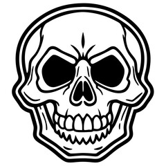 Grunge Skull Sticker Set – Vector Illustration