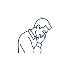 Obraz premium Man expressing frustration while holding his face in thought 