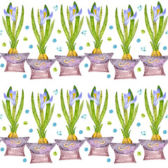 Hand drawn pattern with Iris.