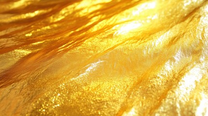 Shimmering Gold Fabric Texture with Luminous Ripple Effects