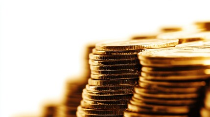 Stacked Gold Coins Glowing in Warm Light on Soft Background