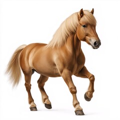 Fototapeta premium Dynamic Stallion in Motion. Purebred Horse with Flowing Mane on Dusty Plains - Equestrian Majesty in Nature