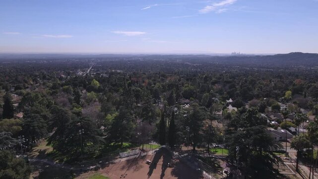 Southern California Suburbs and Skyline &ndash; Aerial View of Altadena and Pasadena with Downtown LA in Distance (2022)