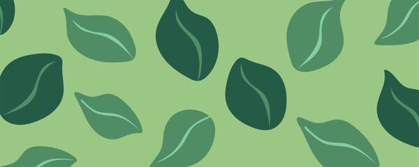 abstract background with leaves, green spots on canvas. vector illustration