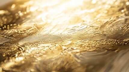 Textured Gold Surface with Shimmering Reflection and Warm Glow