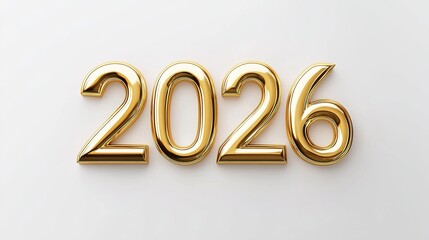 Golden metallic 2026 number design on a clean white background