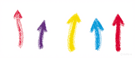 Pastel crayon arrows pack - hand sketched curved lines, round swirls