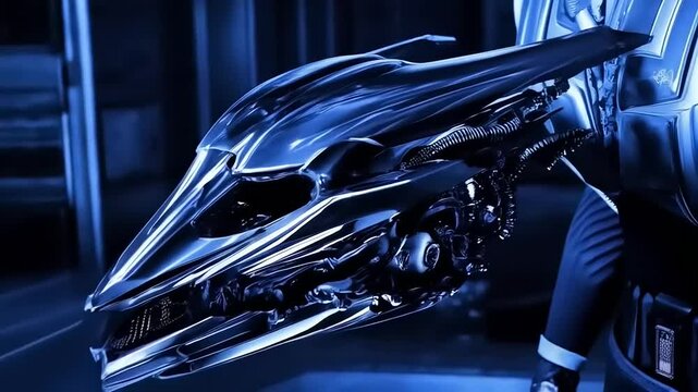 Futuristic Bio-Mechanical Suit Concept Design with Cyberpunk Aesthetics and Chrome Accents - Powered by Adobe