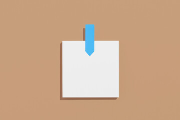 Empty white paper sheet for notes on a mocha mousse color background