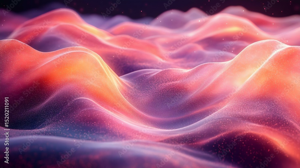 Wall mural abstract colorful waves with a glowing effect creating a dreamy landscape. perfect for backgrounds a