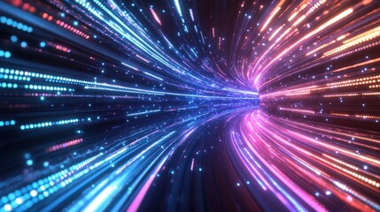 Vibrant Light Trails in Abstract Cosmic Space with Motion Effect