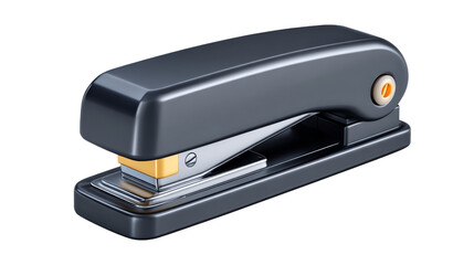Black Stapler with Gold Accent Designed for Office Use on Transparent Background