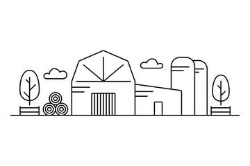 Farm icon. Black outline linear silhouette. Editable strokes. Front view. Vector simple flat graphic illustration. Isolated object on white background. Isolate.