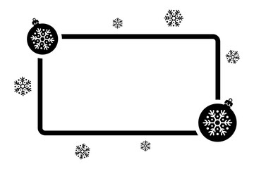 New Year frame. Banner. Black silhouette. Horizontal front view. Vector simple flat graphic illustration. Isolated object on white background. Isolate.