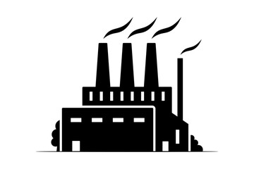 Industrial plant icon. Factory. Black silhouette. Front view. Vector simple flat graphic illustration. Isolated object on white background. Isolate.