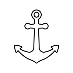 Anchor icon. Black outline linear silhouette. Editable strokes. Front view. Vector simple flat graphic illustration. Isolated object on white background. Isolate.