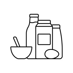 Dairy products icon. Black outline linear silhouette. Editable strokes. Front side view. Vector simple flat graphic illustration. Isolated object on white background. Isolate.