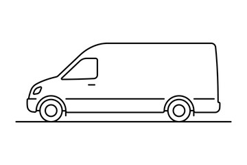 Van icon. Black outline linear silhouette. Editable strokes. Side view. Vector simple flat graphic illustration. Isolated object on white background. Isolate.