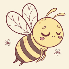 A Cute Little Bee with a Sweet Smile Flying Around
