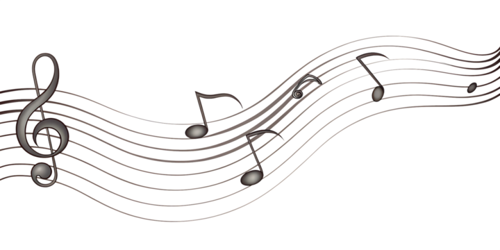 Musical notes treble clef wave design isolated on a white background