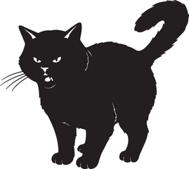 Black cat illustration representing anger or aggression in a bold silhouette style