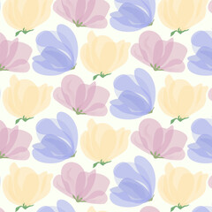 Delicate floral seamless background with watercolor flowers.