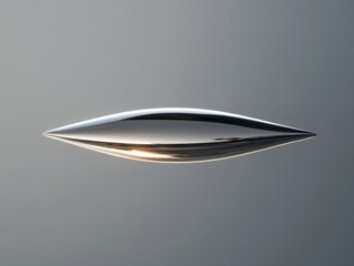 Futuristic floating metallic object on grey background
