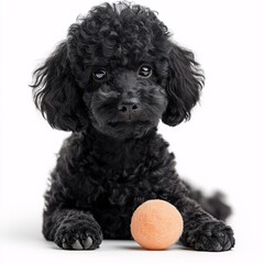 Playful Black Poodle Puppy. Adorable and Energetic Canine Fun in Studio Isolation