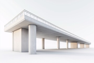 Modern Concrete Bridge Architecture with Minimalistic Design and Scenic Cityscape View
